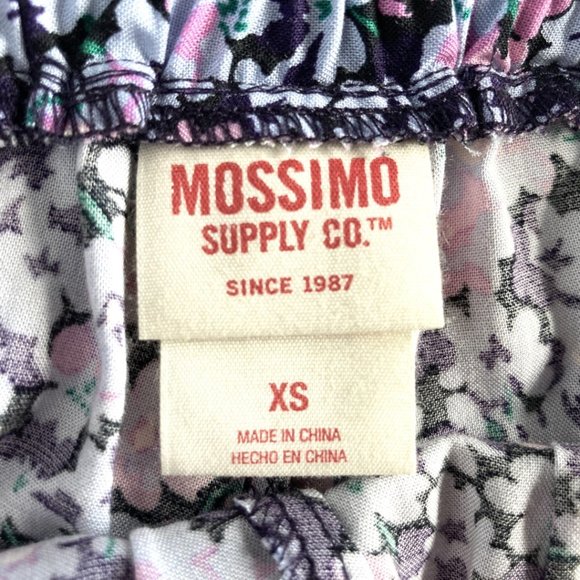 Flirty Ruffled Hem Shorts Black Lavender Light Blue Print Stretch Waist Size XS - Picture 3 of 7